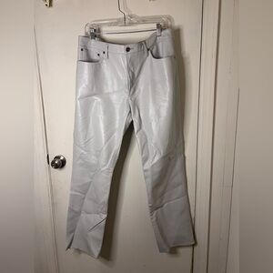 Agolde 90´s Pinch Waist Leather Pants in Pale Grey